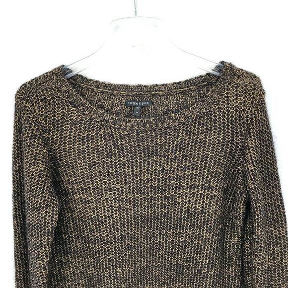 Eileen Fisher Open Weave Sweater‎ Sz XS Black Gold Metallic Alpaca Mohair Marled - Picture 2 of 5